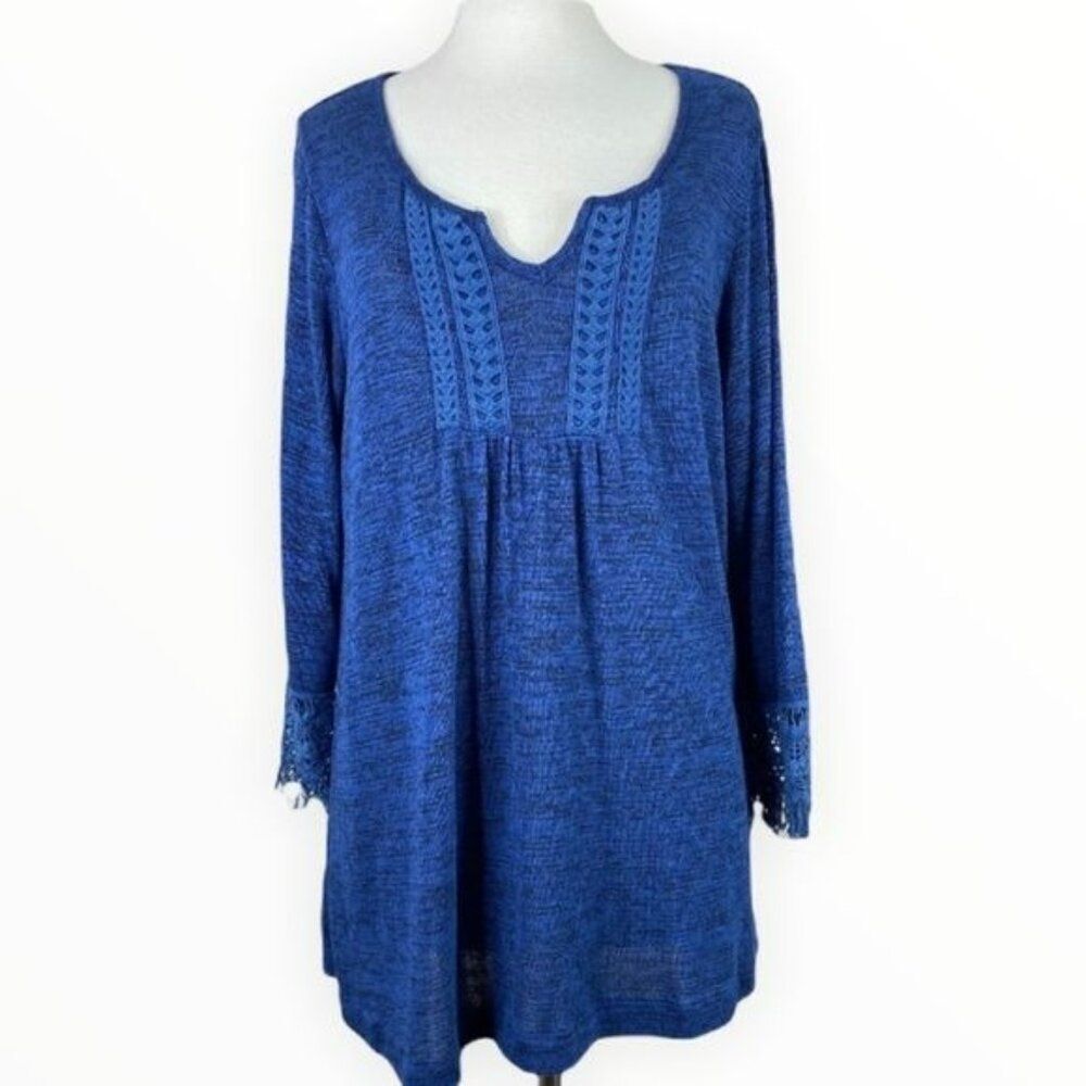 One World Knit Blue Sweater Shirt Size Large